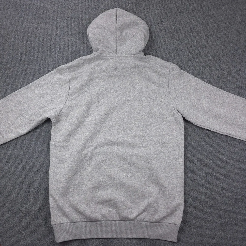 adidas Essentials Fleece Hoodie Men Medium Gray Pullover Big Logo Sweatshirt NEW